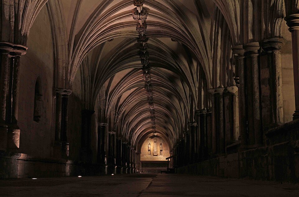 Dark fantasy aesthetic - cathedral of bone, oppressive gothic atmosphere